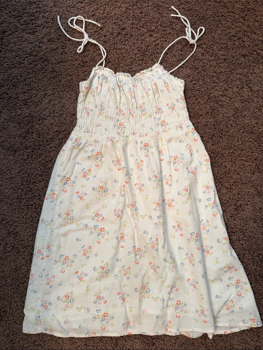 Billabong Wrangler White Elastic Waist Top with Multicolor Floral Print- XS